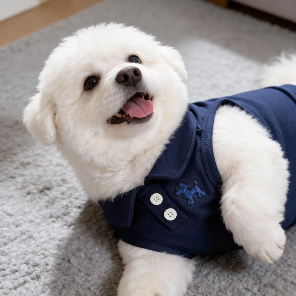 Spring and Summer Solid Color Polo Shirt Puppy Thin Breathable T-shirt Cat Vest Pet Clothing Skin Friendly and Delicate
