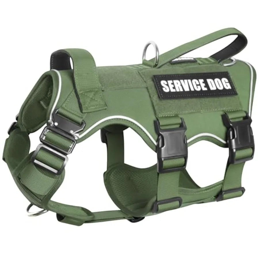 Service Dog Vest and Leash SetHeavy Duty Tactical Dog Harness with Metal Buckles for Sized Dogs Adjustable No-Pull Dog Harness