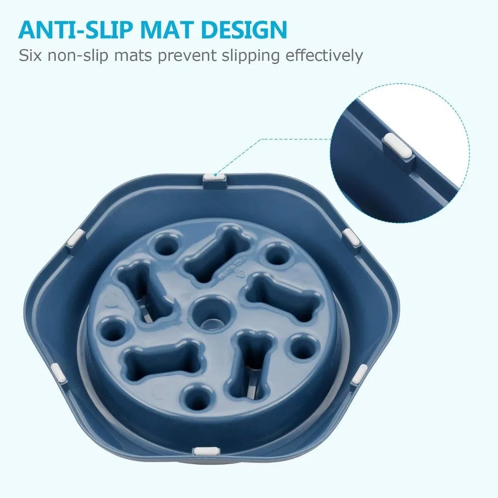 Slow Feeder Dog Bowl Anti-Chocking, Interactive Pet Puzzle Bowls for Small Medium Dogs, Bloat Stop Non-Slide Food Dish