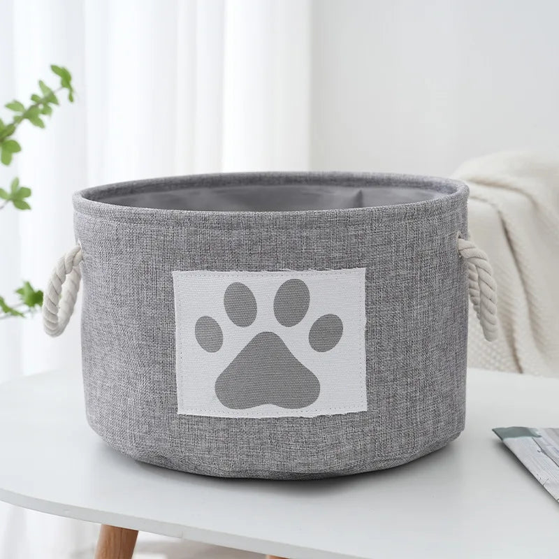 Mincy Pets Round Dog Toy Storage Basket with Handles product photo.