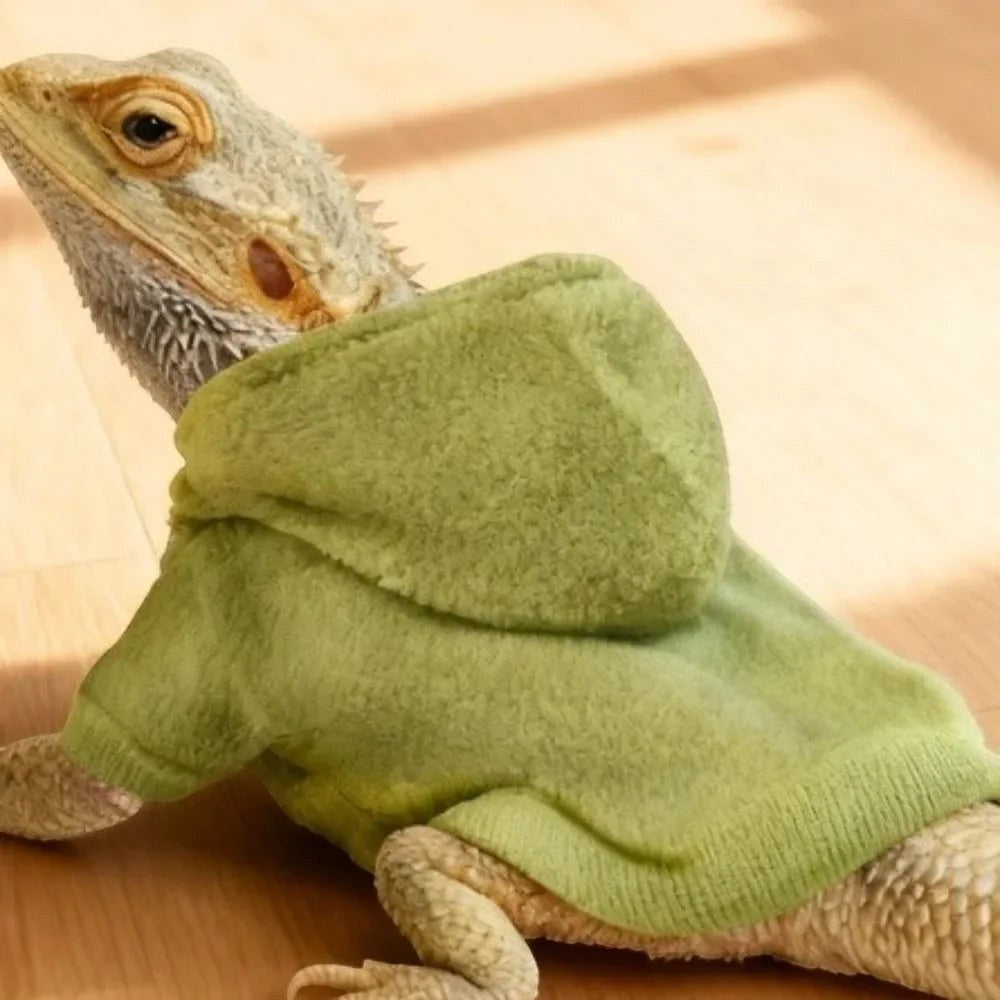 Ferret Hoodie Warm Lizards Clothes Solid Color Windproof Lizard Harness Vest Soft Bearded Dragon Hoodie Pet Show