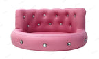 Ready to ship multi-colors luxury pet bed leather dog bed princess style cat sofa bed with diamond