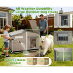 Extra Large Weatherproof XL Wooden Dog House for Small to Large Dogs with Metal Roof and Reinforced Base