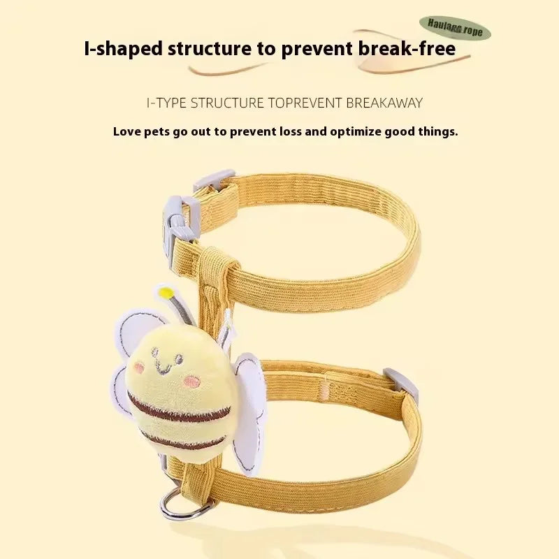 Cute Bee Cat Harness Leash Set I Shape Escape Proof Adjustable Chest Strap Lightweight Breathable Outdoor Walking Rope For Cat