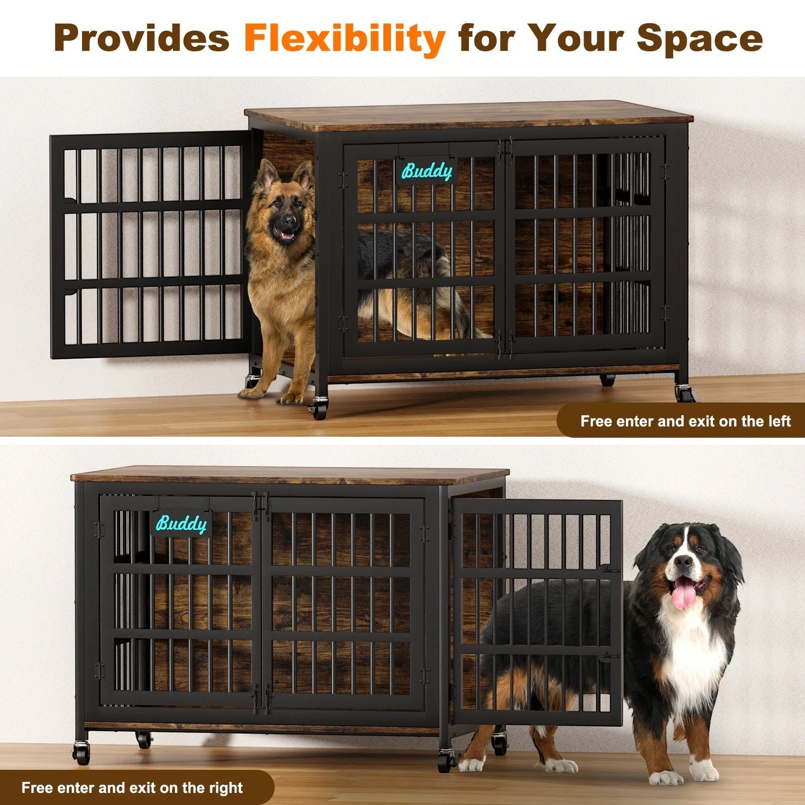 Dog Crate Furniture with Casters