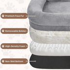 Kromax 71x43x10 Large Human Dog Bed for Adults Orthopedic Washable Cover Light Grey