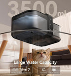 Wireless Cat Water Fountain, 3.5L Stainless Steel, No Filters, 3000mAh Battery, Quiet Pump for Cats & Small Pets, Black