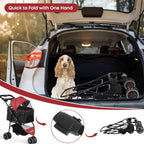 Pet Stroller For Small Medium Cats&Dogs 3 Wheels Foldable with Breathable Mesh Canopy Pet Travel Carrier Suitable Outdoor Travel