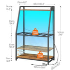 Fish tank stand for 20-29 gallon aquariums, metal frame, rustic brown, heavy duty with power outlets and LED light, 33.1'' L x