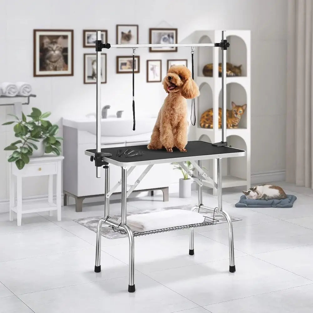 36 Inch Proional Adjustable Pet Grooming Table Heavy Duty with Arm Noose & Mesh Tray or Dog Cat Shower Table Maximum acity Up to
