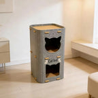 Creativity Double Layer Cat House Felt Foldable Cat Castle Bed Breathable Wear-resistant Cat Scratching Board Cat Supplies