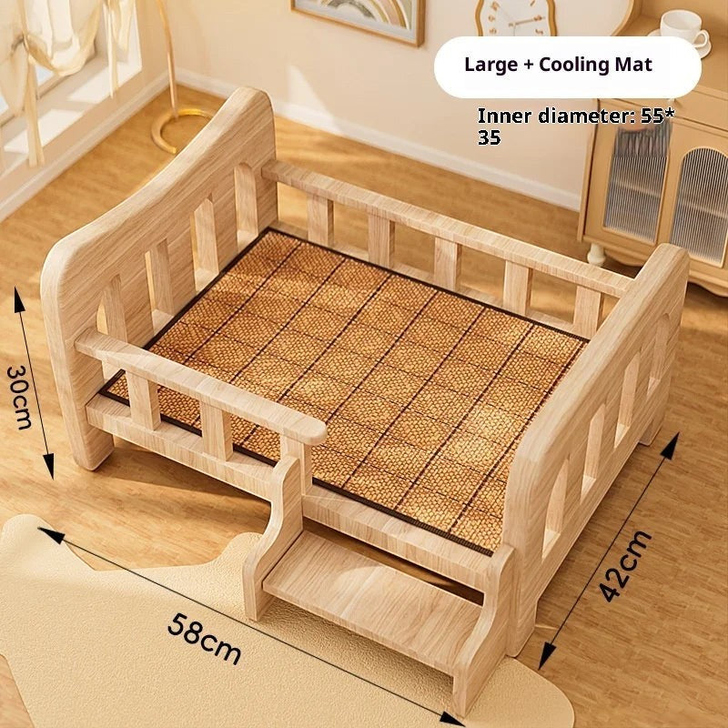 Solid Wood Elevated Dog Bed All Season Pet House for Small Medium Large Dogs Cats Raised Puppy Sleeping Pet Supplies Dog Bed