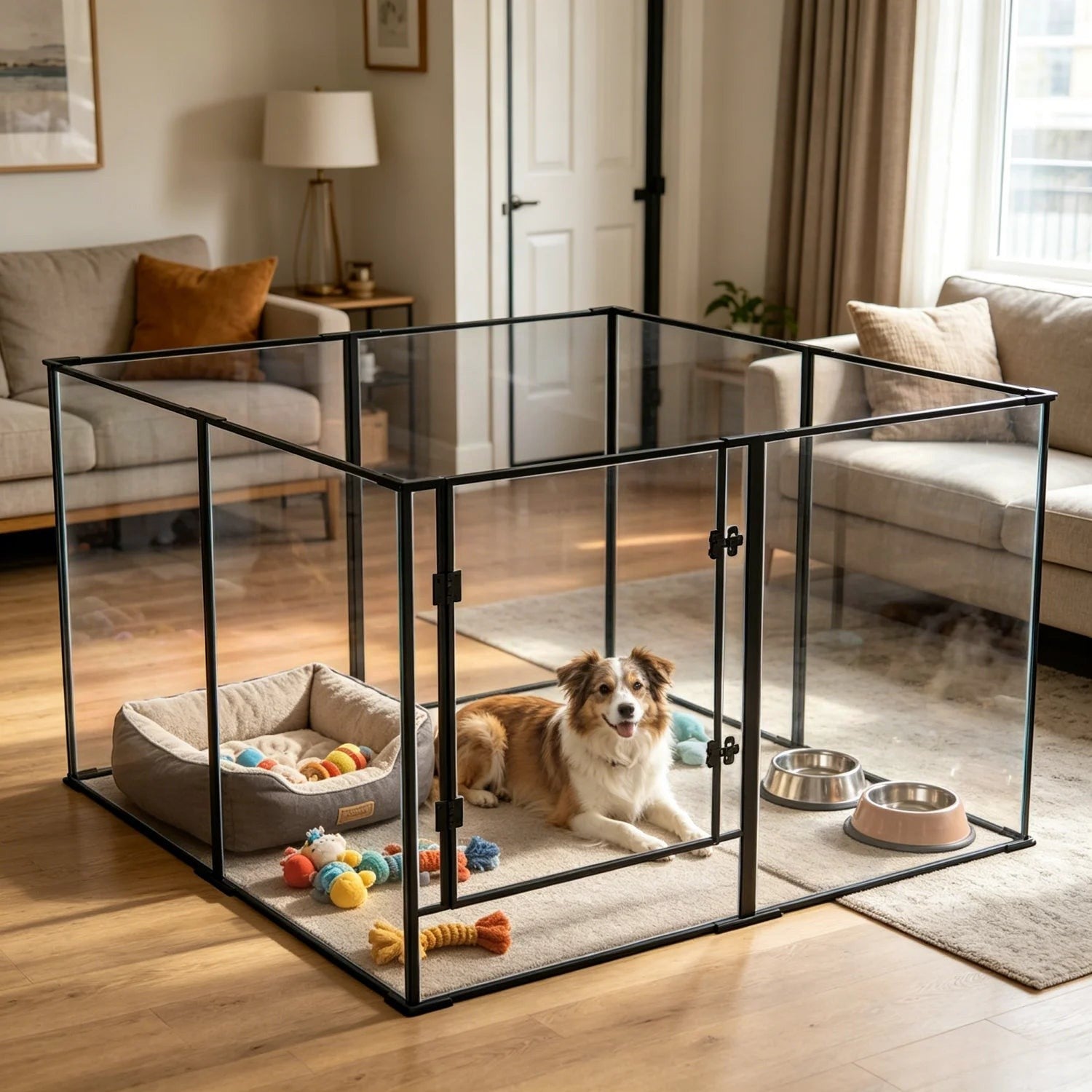 8 Panels Clear Acrylic Dog Playpen Pet Puppy Playpen for Guinea Pig Rabbits Small Animals Whelping Pen Box Exercise Fence