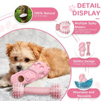 Soft Dog Chew Toys Pink Rubber Bone Toy Durable Molars Training Ball Toy Chihuahua Yorkie Interactive Treat Toys Pet Supplies