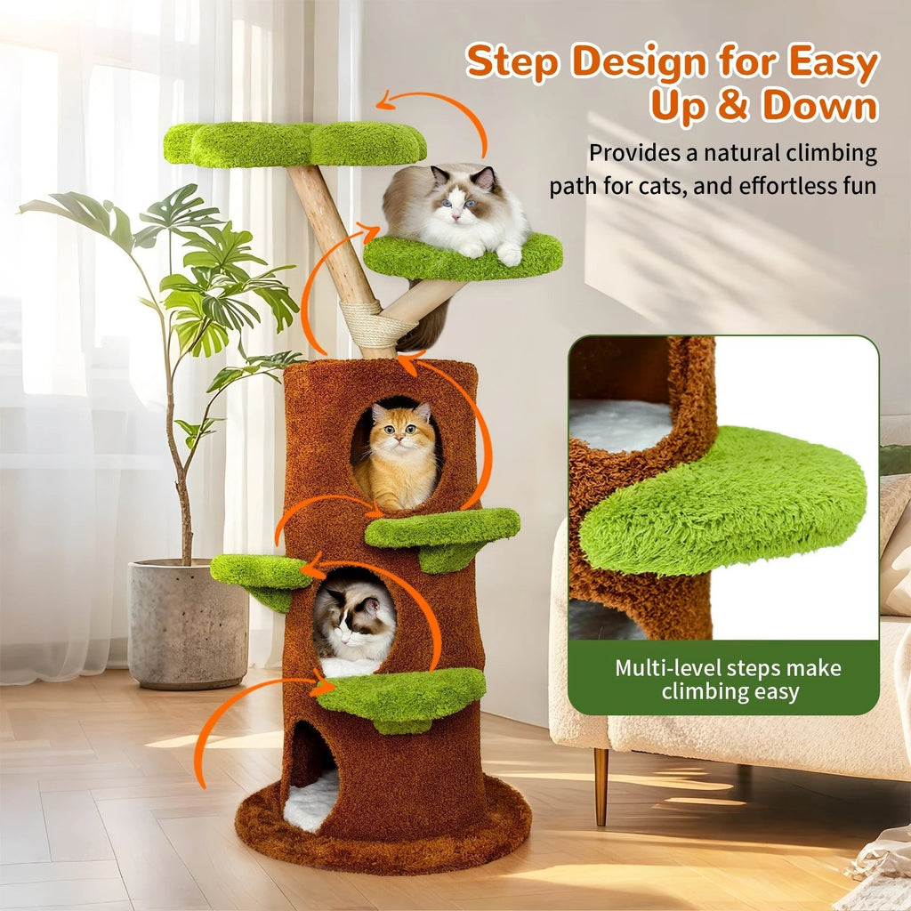 148 cm Tall Cat Tree for Indoor Cats, Large Cat Tower with Plush Cat Condo, Cat Tree Tower with Soft Cushion, Scratching Board