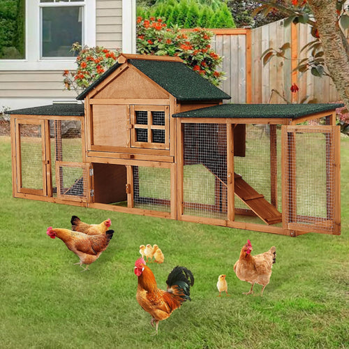 Mincy Pets 2-Story Rabbit Hutch Outdoor with Double Side Runs product photo.