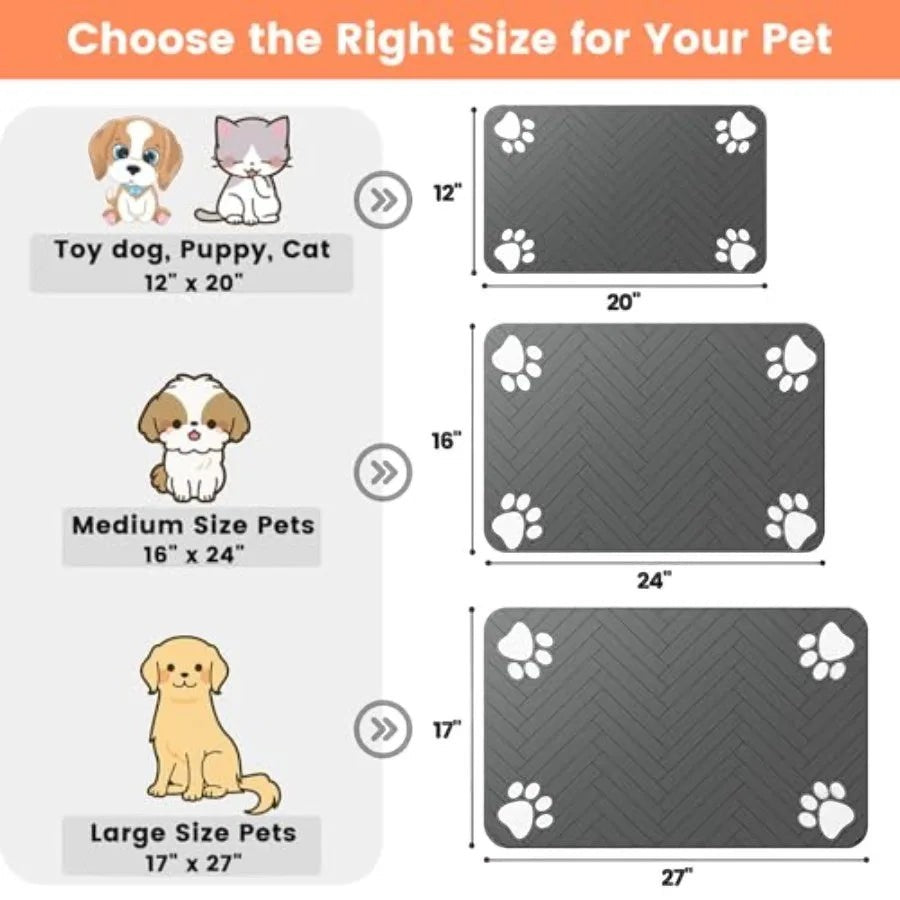 Pet Feeding Mat-Absorbent Pet Placemat for Food and Water Bowl, with Waterproof Rubber Backing, Quick Dry Water Dispenser Mat f