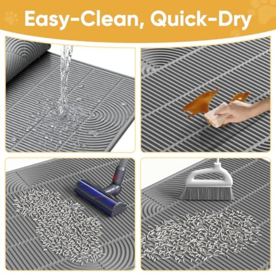XXL Extra Large Cat Litter Mat, Silicone Litter Box Mat for Floor, Waterproof and Non-Slip, Easy to Clean, Cat Litter Trapping