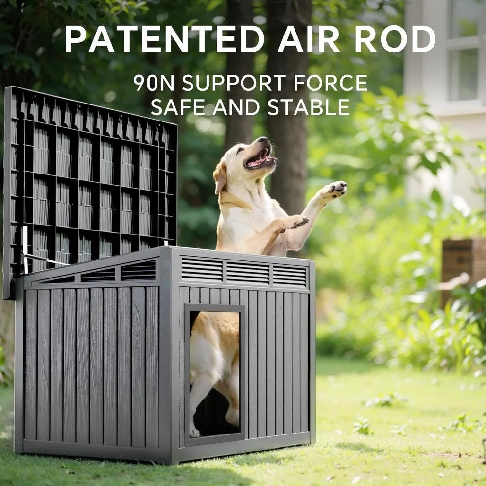 Large Dog House Outdoor Indoor Weatherproof Removable Roof Gray 42.9x32.9x31.6in