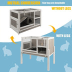 Wooden Guinea Pig Cage 2-Story with Stand, Leak-Proof Tray, Ramp & Hideout for Small Pets