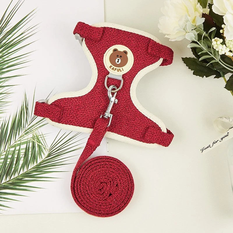 Mincy Pets Cartoon Print Rabbit & Cat Harness Leash Set product photo.