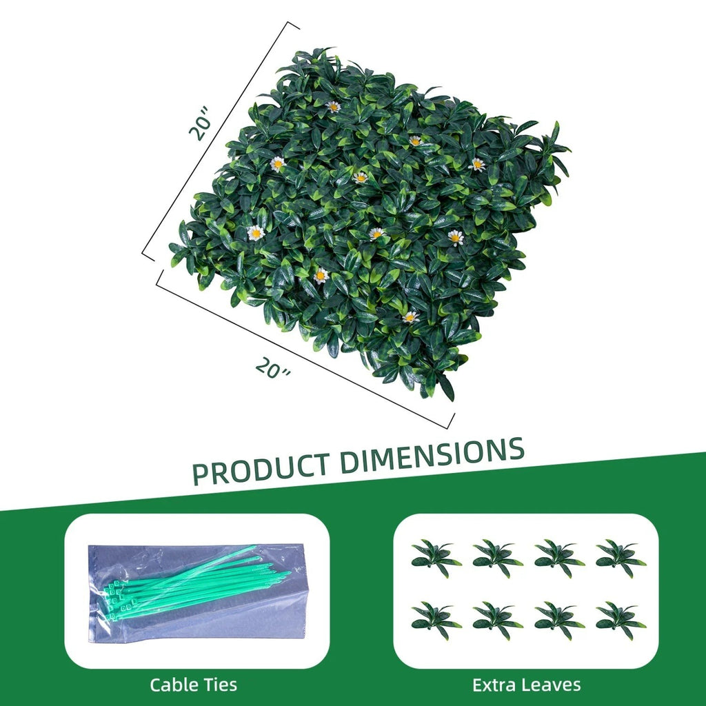 12 Pack 20x20 Inch Artificial Boxwood Grass Wall Panels, UV Protected Faux Greenery Fence Screen, Realistic Hedge Wall Backdrop for Indoor Outdoor Garden, Patio, Wedding & Home Decor