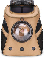Large Pet Carrier Backpack for Fat Cats & Puppies, Airline-Approved, Bubble Window, Khaki