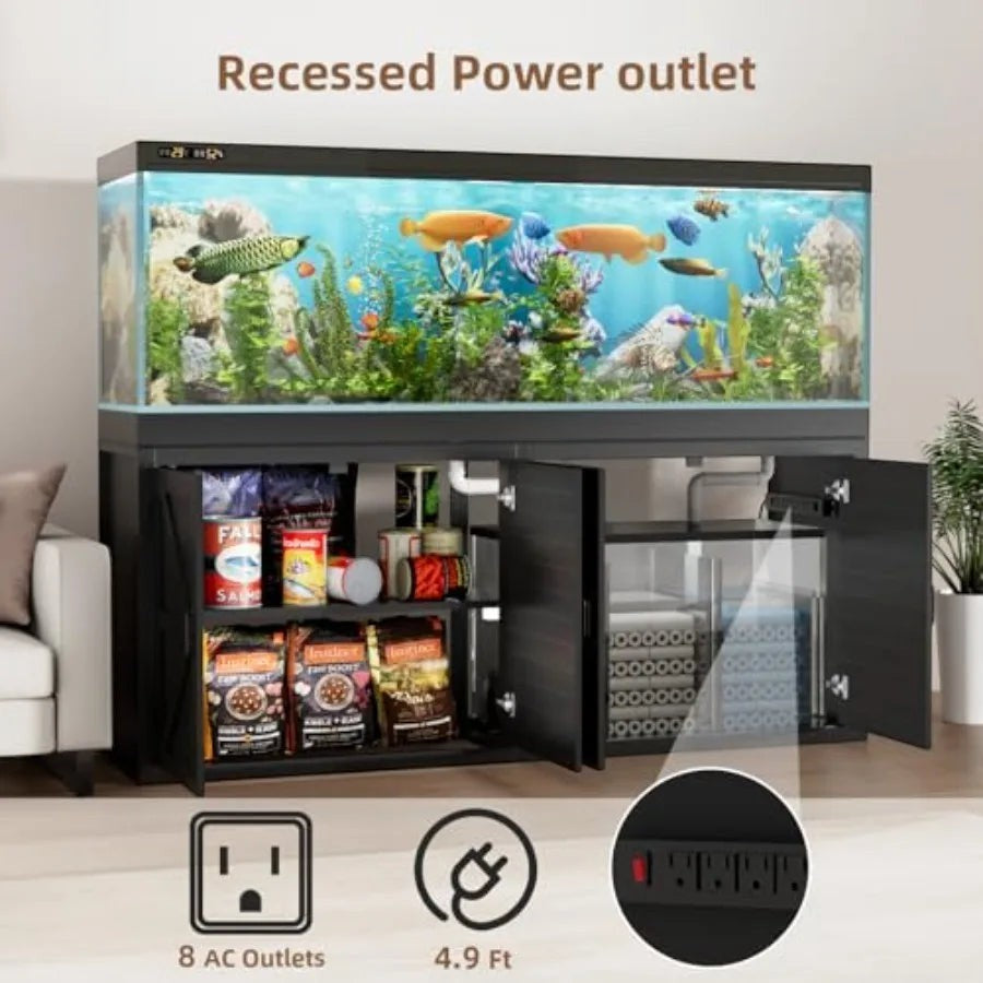 125-150 Gallon Fish Tank Stand with Power Outlet, Heavy Duty Aquarium Stand with Cabinet Storage for Fish Tank Filters and Acce