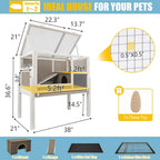Wooden Guinea Pig Cage 2-Story with Stand, Leak-Proof Tray, Ramp & Hideout for Small Pets
