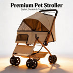 Premium Pet Stroller With Large Space, 4-wheel Stable Pet Cart for Small Medium Dogs Cats, Portable Travel Stroller for Camping