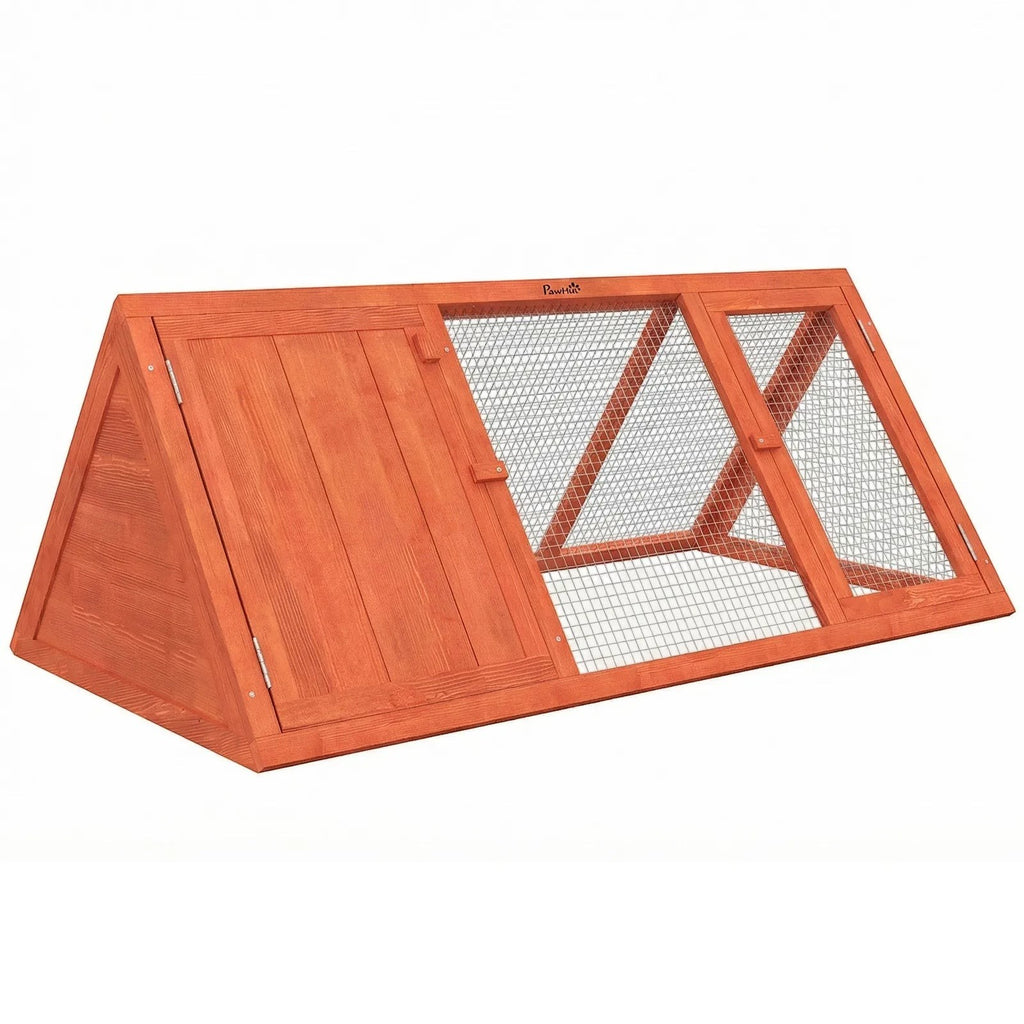 Rabbit Hutch Outdoor, Wooden Chicken Coop with Run, Orange