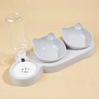 3-in-1 Ear Shaped Pet Feeding Bowl - Gravity Water Feeder Tilted Cat Bowl for Neck Care 1 Piece