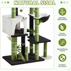 71.3 Tall Cat Tower with Panda Design: Spacious Kitty Condo, Sisal Scratching Post, Hammock, and Multi-Level Platforms