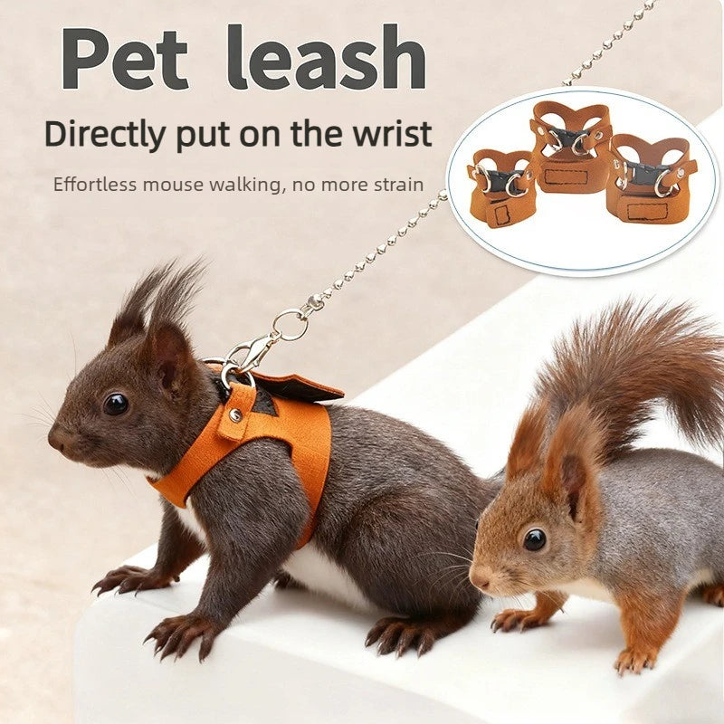 Comfortable Ferret Vest Harness Set Pet Harness Leash Adjustable Hamster Chest Strap Walking Outdoor Squirrels Anti Lost Rope