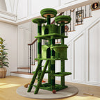 Large 70.87in Cat Tree W/2 Private Condos,3 Perches&Hanging Hammock,Skin-Friendly Short Plush&No Sharp Edges,Natural Sisal Scratching Areas,Safe & Stable for Multi-Cat Families,Kittens to Senior Cats