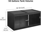 50 Gallon Reptile Tank, Front Opening Leopard Gecko Enclosure with Sliding Doors, Stackable Black Cage for Lizards