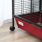 41"L Small Animal Cage - Rabbit Hutch, Ferret Pet Play House with Feeder, Rolling Wheels, Platform & Ramp