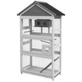 Wooden Bird Cage, with Stand, for Finches, Parakeets, Small birds - Grey