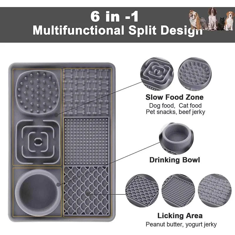 Pet Lick Feeding Mat Silicone Suction Anti Slip Slow Feeder Dog Cat Bath Daily Use Placemat