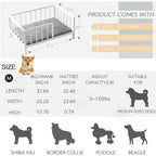 Elevated Dog Bed with Rails, Metal Frame & Solid Wood, Washable Mat, Medium 25.2x37.8in, White