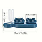 3-in-1 Ear Shaped Pet Feeding Bowl - Gravity Water Feeder Tilted Cat Bowl for Neck Care 1 Piece