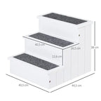 3 Step Wooden Dog Steps Pet Stairs for Dogs, Cat Ladder for Bed Couch with Storage White