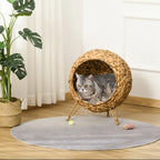 20.5" Hyacinth Cat House, Elevated for Comfort