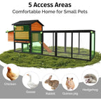 Large Wooden Chicken Coop with Nesting Boxes & Run Cage for 3-6 Chickens, Outdoor Hen House Poultry Hutch Rabbit Cage with No-Sl