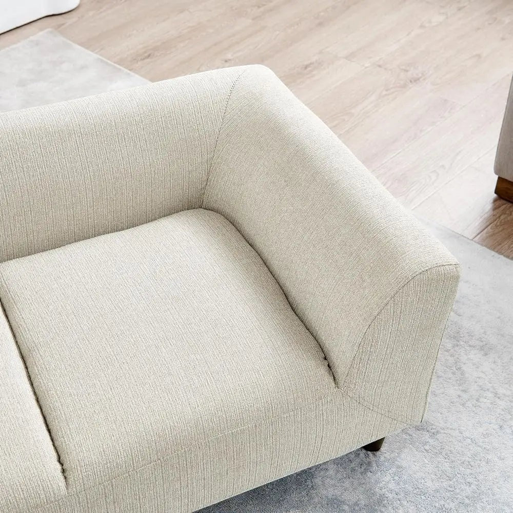 Memory Foam Dog Sofa Bed with Backrest and Armrest, Elevated Pet Couch Bed with Wooden Legs, Beige
