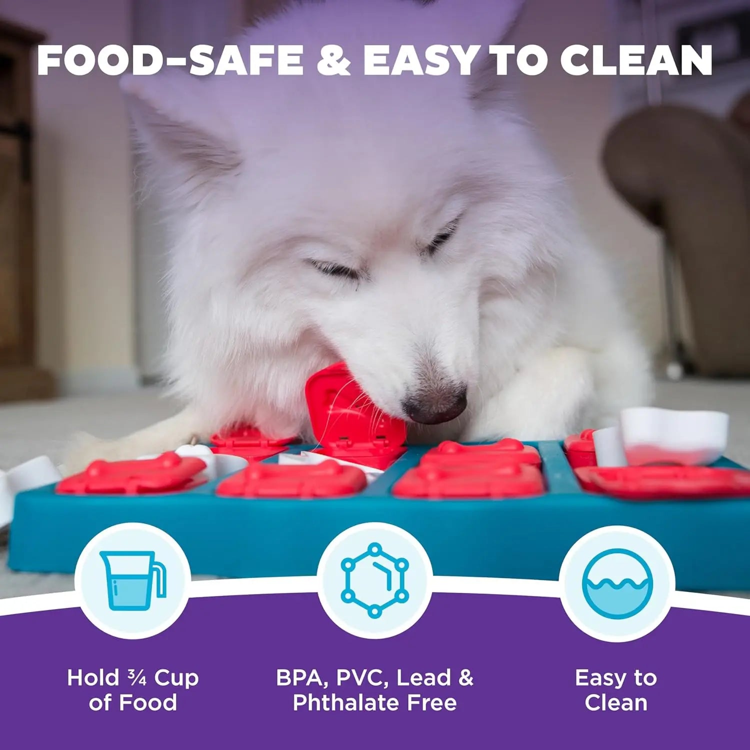 Dog Brick Interactive Treat Puzzle Toy for Mental Stimulation and Skill Development
