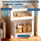 Large Acrylic Small Animal Cage With Storage Cabinet Pet Habitat For Hamster Guinea Pig Rat Hedgehog Easy Clean & Ventilated