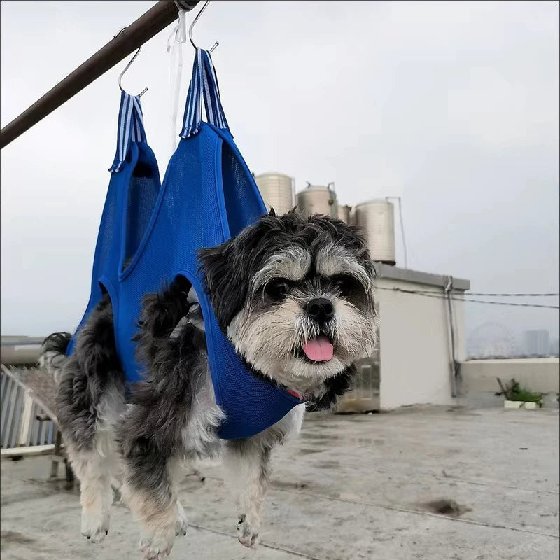 Mesh Breathable Dog Grooming Hammock for Small Medium Dogs Cats Suspension Type Pet Restraint Bag Cleaning Medical Accessories