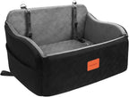 Memory Foam Dog Car Seat for Medium/Large Dogs, Booster Seat for Backseat with Safety Leashes, Black/Grey, Large