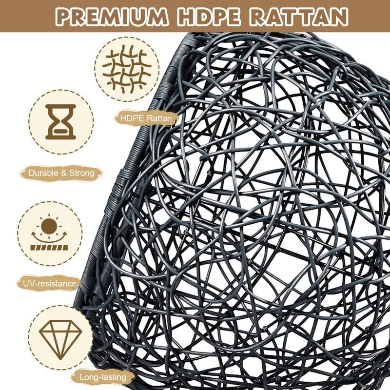 Cat Swing Egg Chair: Hanging Rattan-Style Bed with Stand & Cushion
